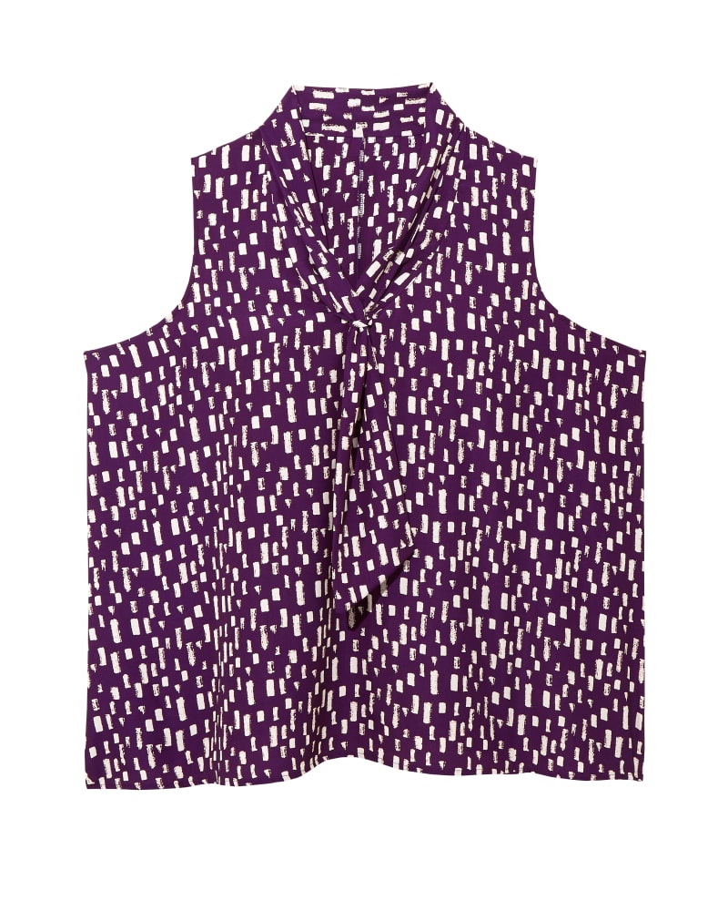 Front of plus size Antonella Sleeveless Tie Neck Blouse by Molly & Isadora | Dia&Co | dia_product_style_image_id:119597